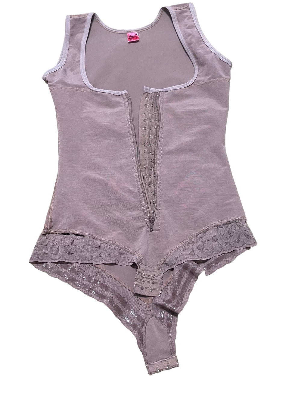 High-Compression Sculpting Bodysuit with Front Zipper - Dusty Mauve
